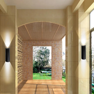 Modish Cylinder Black Exterior Up Down Wall Sconce Zawala Image - 4