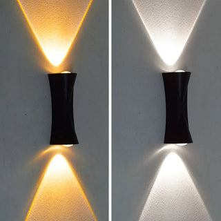 Black Simple Curved Geometric Exterior LED Wall Light Image - 8