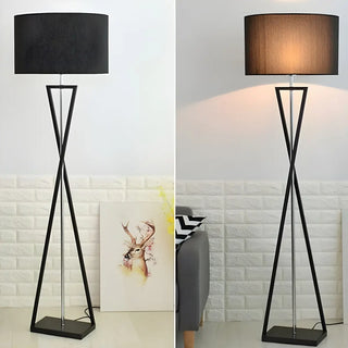 Modern Geometric Base Industrial Cylinder Floor Lamp Zawala Image - 14