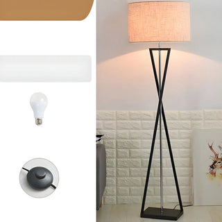 Modern Geometric Base Industrial Cylinder Floor Lamp Zawala Image - 5