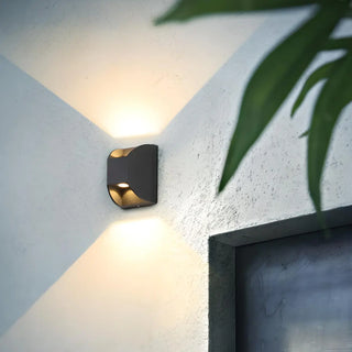 Black Rectangular Metal Outdoor Up Down Wall Light Zawala Image - 1