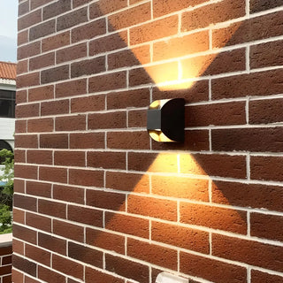 Black Rectangular Metal Outdoor Up Down Wall Light Zawala Image - 3