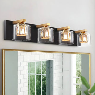 Chic Glass Shade Multi-Light Steel Bath Vanity Light Zawala Image - 1