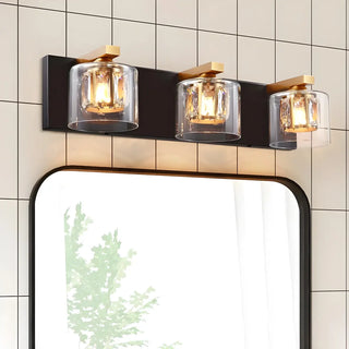 Chic Glass Shade Multi-Light Steel Bath Vanity Light Zawala Image - 2