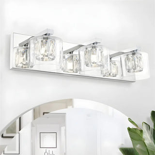 Chic Glass Shade Multi-Light Steel Bath Vanity Light Zawala Image - 4