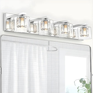 Chic Glass Shade Multi-Light Steel Bath Vanity Light Zawala Image - 5
