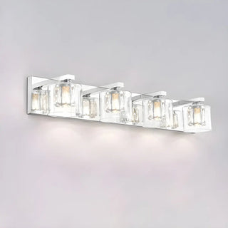 Chic Glass Shade Multi-Light Steel Bath Vanity Light Zawala Image - 7