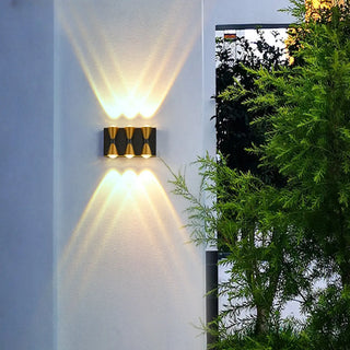 Black Modern Geometric Metal External Up Down Wall Lights Zawala Image - 1