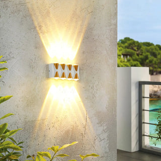 Black Modern Geometric Metal External Up Down Wall Lights Zawala Image - 3