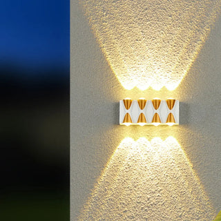 Black Modern Geometric Metal External Up Down Wall Lights Zawala Image - 4
