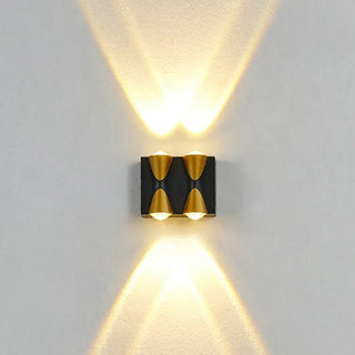 Black Modern Geometric Metal External Up Down Wall Lights Zawala Image - 5
