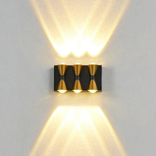 Black Modern Geometric Metal External Up Down Wall Lights Zawala Image - 6