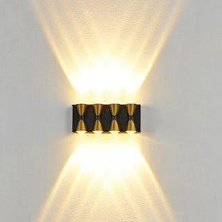 Black Modern Geometric Metal External Up Down Wall Lights Zawala Image - 7