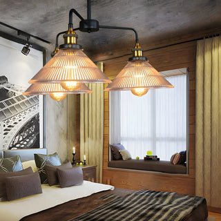 ZOWALA - Cone Clear Glass Dowmrod Dining Room Edison Bulb Chandelier Image - 2
