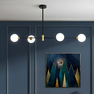 ZOWALA - Black Gold Linear Frosted Ball 4-Light Island Chandelier Image - 1