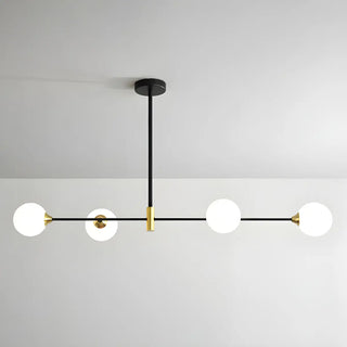 ZOWALA - Black Gold Linear Frosted Ball 4-Light Island Chandelier Image - 3