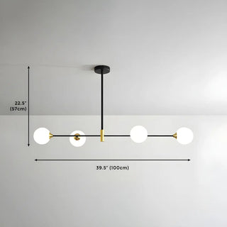 ZOWALA - Black Gold Linear Frosted Ball 4-Light Island Chandelier Image - 4