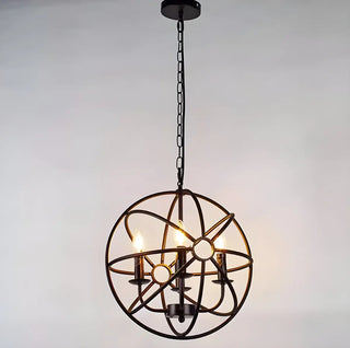ZOWALA - Black Iron Cage Candle Chain Chandelier Image - 4