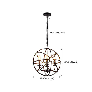 ZOWALA - Black Iron Cage Candle Chain Chandelier #size