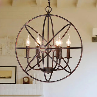 ZOWALA - Black Iron Cage Sphere Chain Chandelier Image - 1