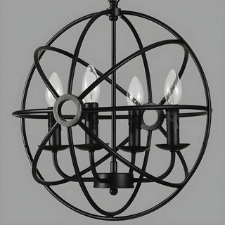 ZOWALA - Black Iron Cage Sphere Chain Chandelier Image - 10