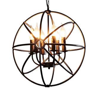 ZOWALA - Black Iron Cage Sphere Chain Chandelier Image - 14