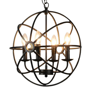 ZOWALA - Black Iron Cage Sphere Chain Chandelier Image - 15