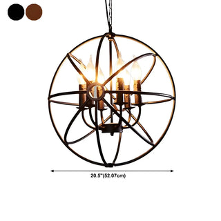 ZOWALA - Black Iron Cage Sphere Chain Chandelier #size