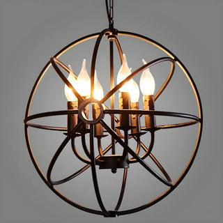 ZOWALA - Black Iron Cage Sphere Chain Chandelier Image - 5