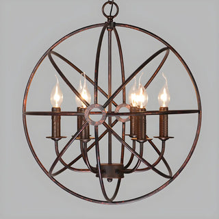 ZOWALA - Black Iron Cage Sphere Chain Chandelier Image - 7