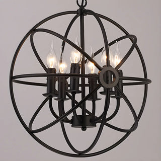 ZOWALA - Black Iron Cage Sphere Chain Chandelier Image - 8