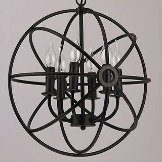 ZOWALA - Black Iron Cage Sphere Chain Chandelier Image - 9