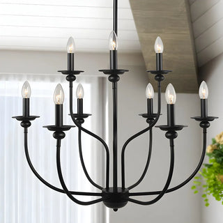 Candelabra Black Wrought Iron Chain Living Room Chandelier Image - 1