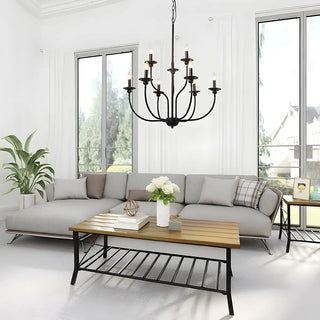 Candelabra Black Wrought Iron Chain Living Room Chandelier Image - 3