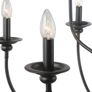 Candelabra Black Wrought Iron Chain Living Room Chandelier Image - 4