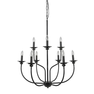 Candelabra Black Wrought Iron Chain Living Room Chandelier Image - 5