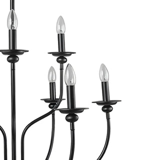 Candelabra Black Wrought Iron Chain Living Room Chandelier Image - 6