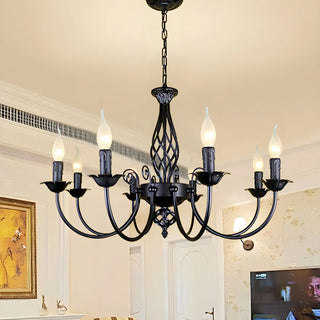 ZOWALA - Black Iron Curve Arm Candle Chandelier Image - 1
