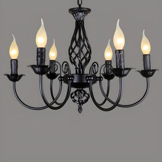 ZOWALA - Black Iron Curve Arm Candle Chandelier Image - 10