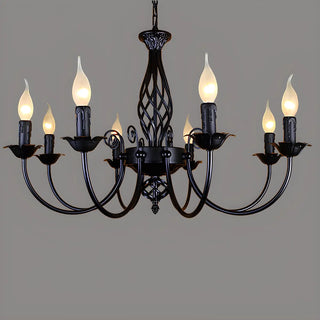 ZOWALA - Black Iron Curve Arm Candle Chandelier Image - 11