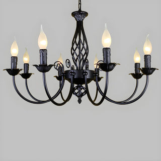 ZOWALA - Black Iron Curve Arm Candle Chandelier Image - 12