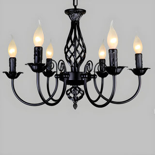 ZOWALA - Black Iron Curve Arm Candle Chandelier Image - 13