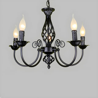 ZOWALA - Black Iron Curve Arm Candle Chandelier Image - 14