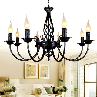 ZOWALA - Black Iron Curve Arm Candle Chandelier Image - 15