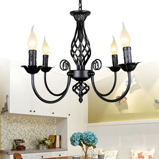 ZOWALA - Black Iron Curve Arm Candle Chandelier Image - 16