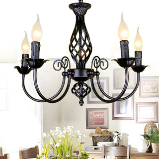 ZOWALA - Black Iron Curve Arm Candle Chandelier Image - 17