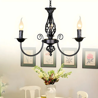 ZOWALA - Black Iron Curve Arm Candle Chandelier Image - 18
