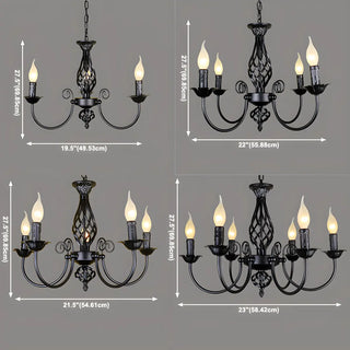 ZOWALA - Black Iron Curve Arm Candle Chandelier #size