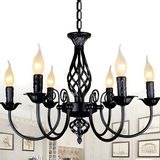 ZOWALA - Black Iron Curve Arm Candle Chandelier Image - 2