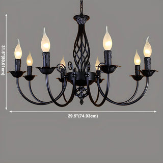 ZOWALA - Black Iron Curve Arm Candle Chandelier Image - 20